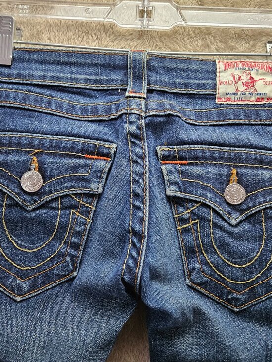 True Religion Denim - True Religion Billy Jeans Denim Made in USA Thick Stitching Flap Pockets Size 24